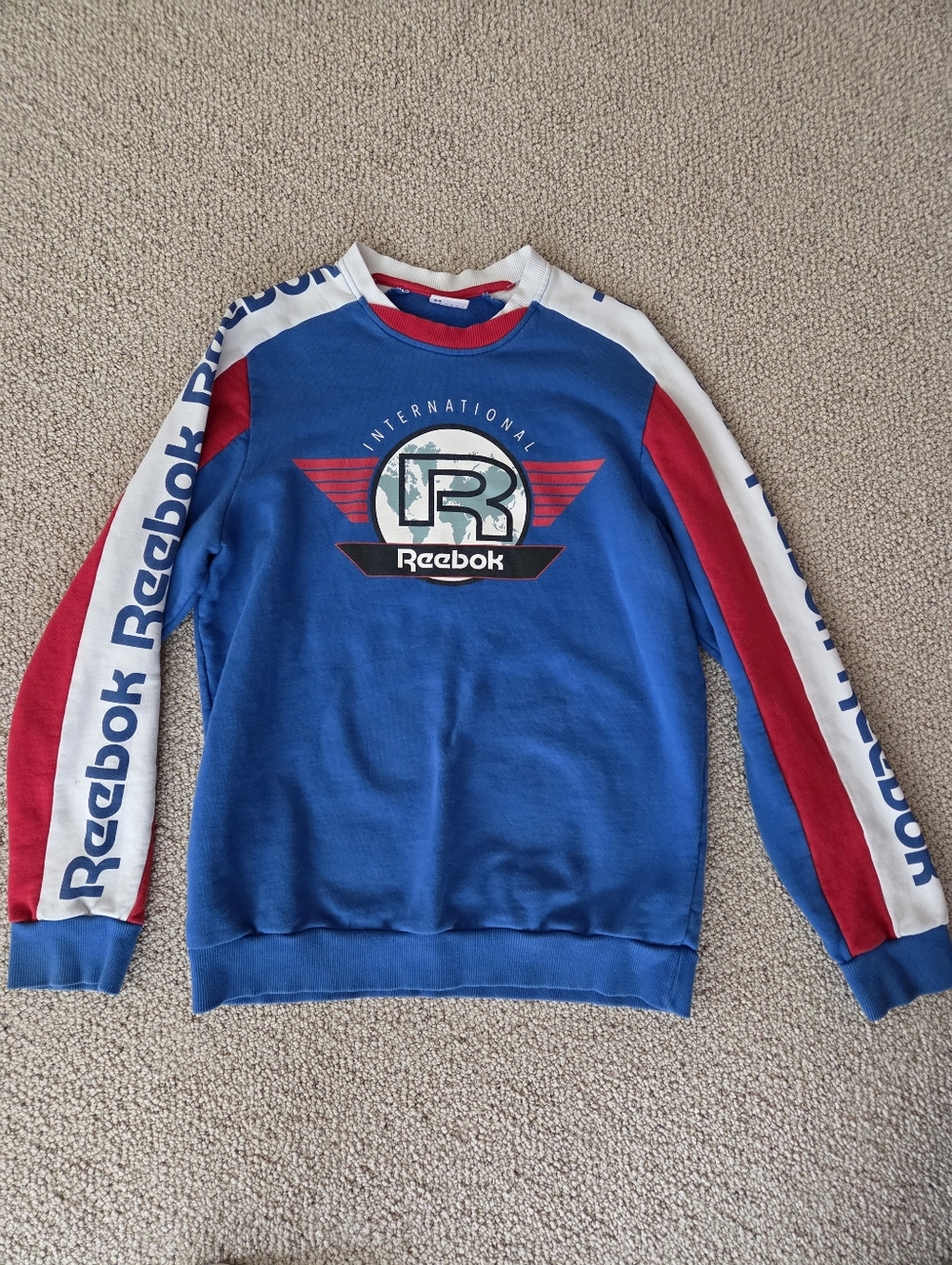 Reebok Boys Medium Royal Blue Crewneck Sweatshirt with Red & White Accents